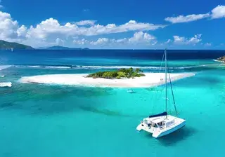 Aerial view of Catamaran at Sandy Spit British Virgin Islands Canva Pro