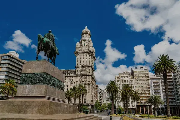 Artigas Mausoleum and Salvo Palace Montevideo Uruguay darkened