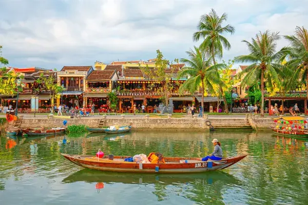 Boat along the river in Hoi An Vietnam