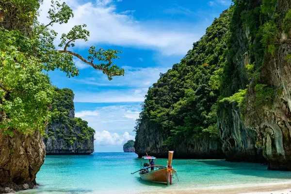 Boat in Loh Samah Bay in Phi Phi Island Thailand Canva Pro