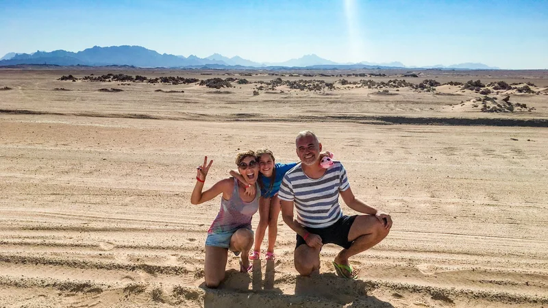 Family in Egyptian desert Canva Pro