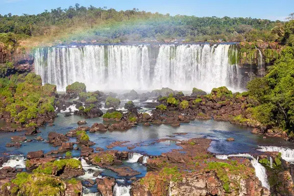 Iguazu falls Brazil with a rainbow