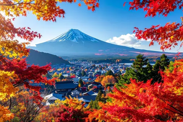 Japan autumn with fuji canva