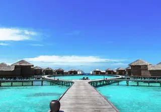 Maldives resort bridge Water Bungalow Water Villa Canva Pro