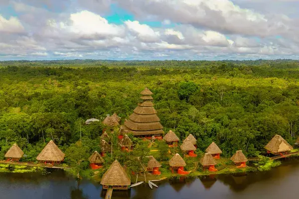 Panoramic view hotel Napo Wildlife Centre Amazon Ecuador