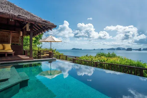 Pool balcony view Six Senses Ya Noi Phang Nga Bay Thailand