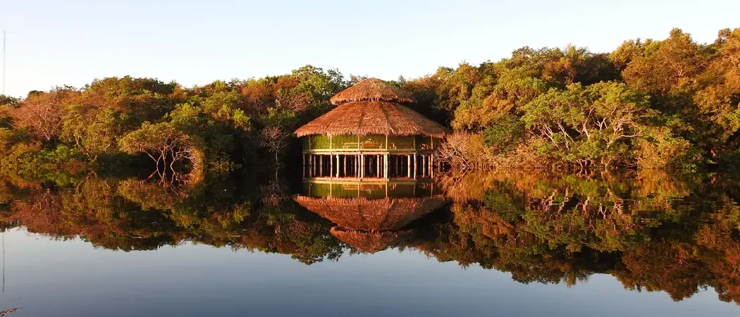 Restaurant external view Juma Lodge Amazon Brazil min
